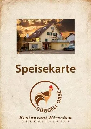 Speisekarten Restaurant Hirschen - Güggeli Oase - Oberwil Lieli